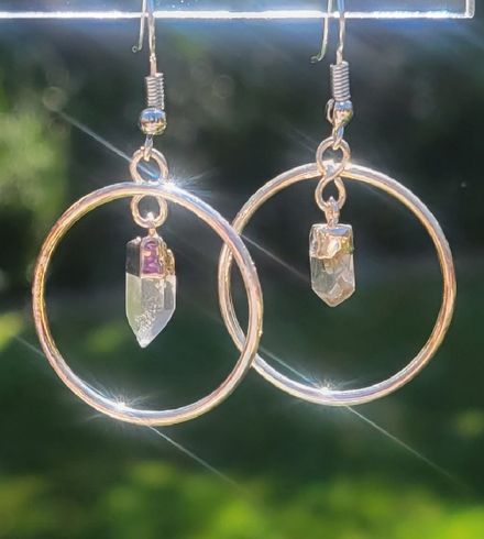 Clear Quartz Circle Earrings