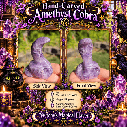 Hand-Carved Amethyst Crystal Cobra