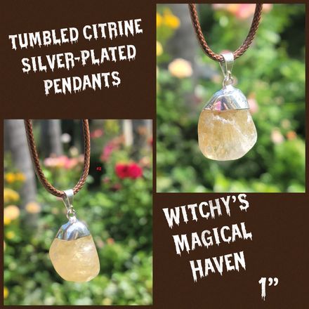 Tumbled Citrine Silver Plated Crystal Pendant