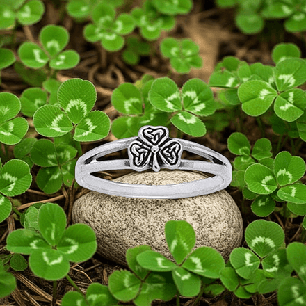 Irish Shamrock Sterling Silver Ring, Size 5 and 8
