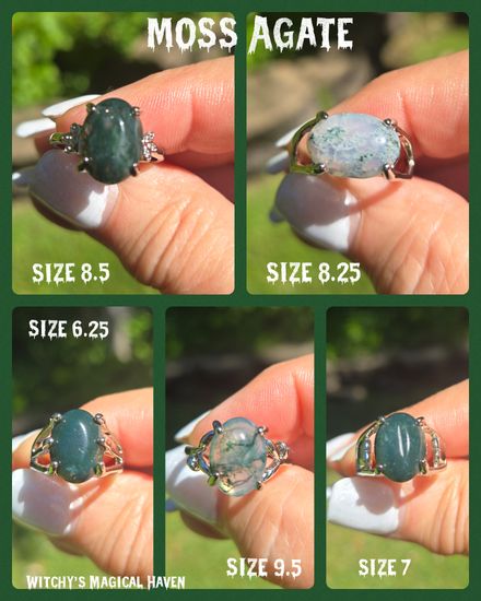 Moss Agate Gemstone Rings