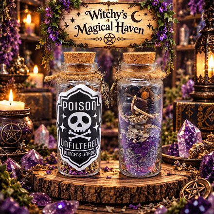 Poison Unfiltered Witch's Grade Magical Crystal &amp; Herb Potion Bottle