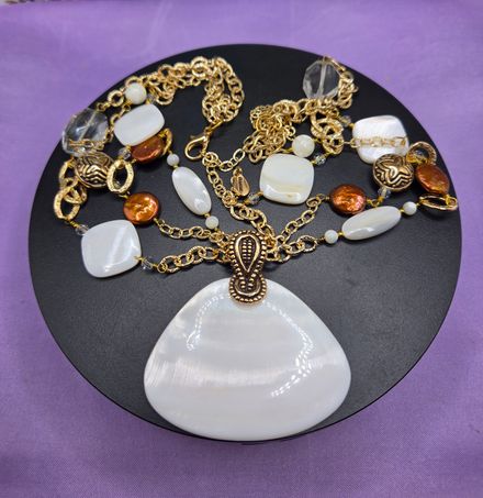 Vintage Barse Multi-Strand Mother of Pearl Statement Necklace