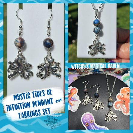 Mystic Tides of Intuition Sea Jasper Pendant &amp; Earrings Set