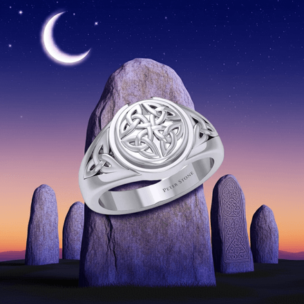 Celtic Quaternary Knot Sterling Silver Ring, size 8
