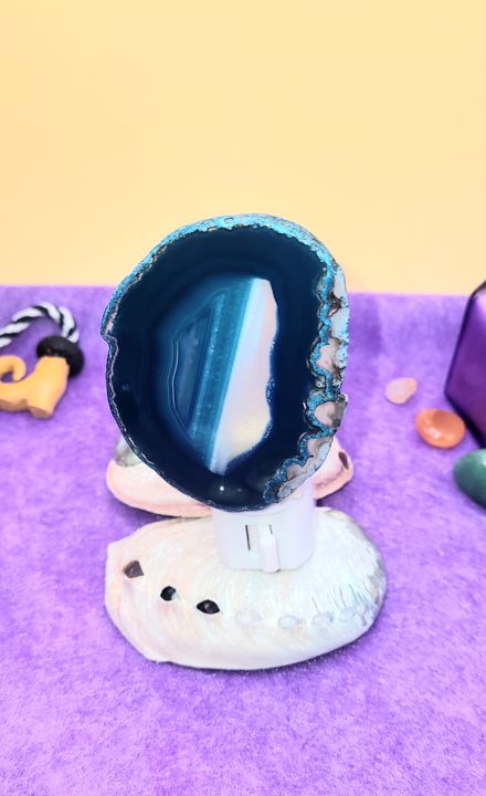 Blue Brazilian Agate Gemstone Night Light