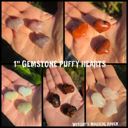 One Inch Gemstone Puffy Hearts