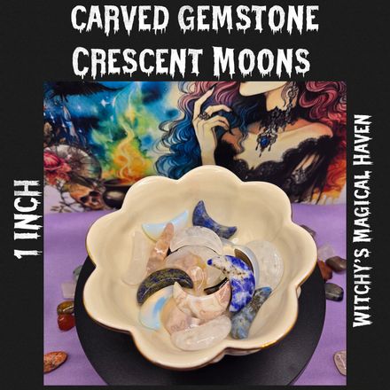 Hand Carved Gemstone Crescent Mini Moons