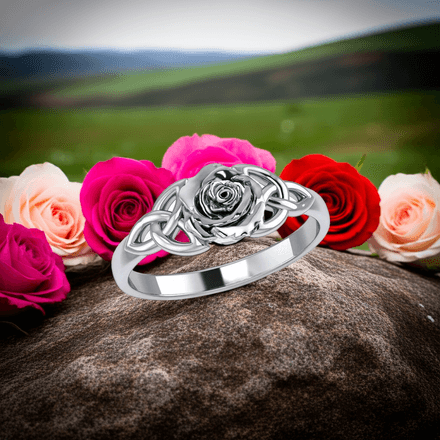 Celtic Trinity Rose Sterling Silver Ring, size 6 &amp; 7