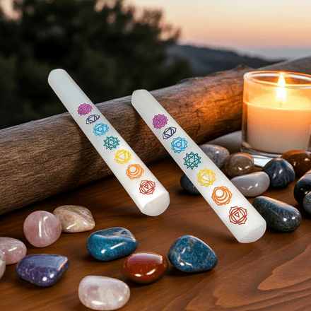 Selenite 7 Chakra Colorful Massage Wand