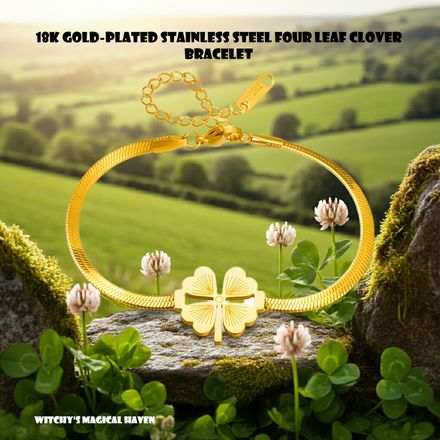 18k Gold Plated Stainless Steel Four-Leaf Clover Bracelet