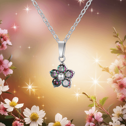 Stainless Steel Colored Cubic Zirconia Flower Fashion Pendant