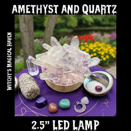 Amethyst and Quartz Crystal LED Lamp