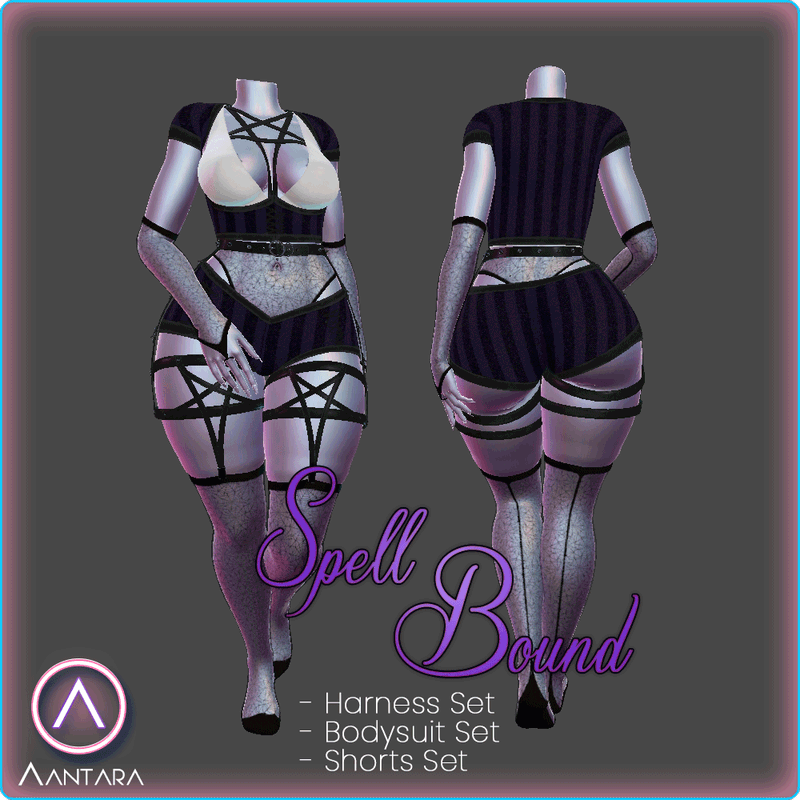 Spellbound Harness, Bodysuit, and Shorts Sets