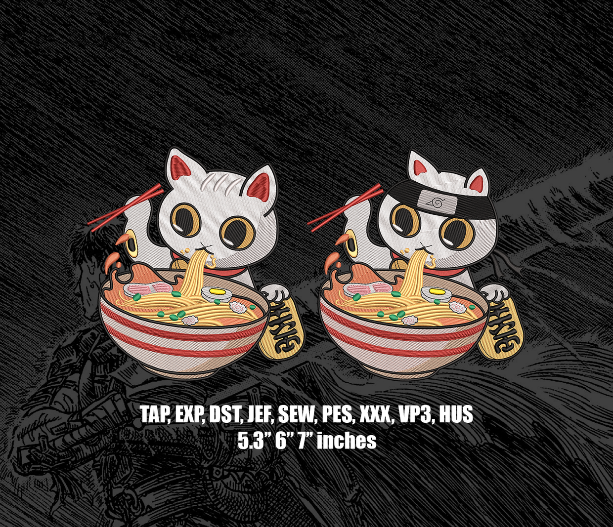Cat & Ramen x Naruto Digital Embroidery Designs