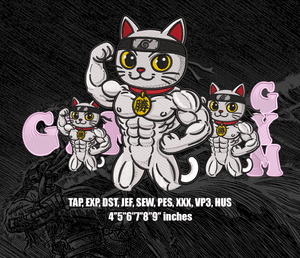 [3 in 1] GYM Cat Anime Inspired Digital Embroidery Designs