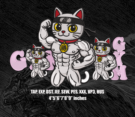 [3 in 1] GYM Cat Anime Inspired Digital Embroidery Designs