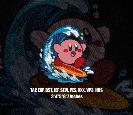 Kirby Surf Digital Embroidery Design