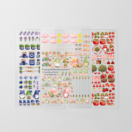 Sweet Trio Sticker Bundle – Blueberry, Garden &amp; Apple A3 Printable Collection