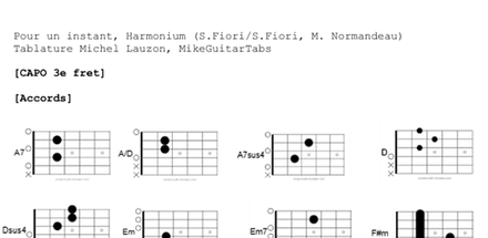 Pour un Instant – Harmonium | Tablature PDF guitare complète