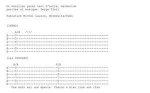 Un Musicien parmi tant d'autres – Harmonium | Tablature PDF guitare complète