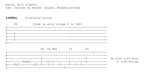 Layla (electric version) Eric Clapton, Tabs of every guitar parts (rhythm, riffs, solos)
