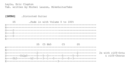 Layla (electric version) Eric Clapton, Tabs of every guitar parts (rhythm, riffs, solos)