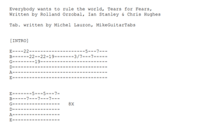 Everybody Wants to Rule the World, Tears for Fears, Tabs (PDF)