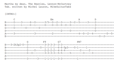 Martha my Dear, The Beatles, Tabs (PDF)