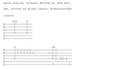 Dance with Me, Orleans, Tabs (PDF)