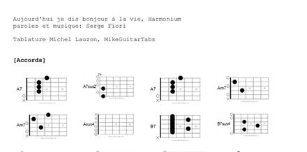 Aujourd'hui je dis bonjour à la vie – Harmonium | Tablature PDF guitare complète