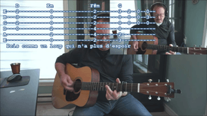 Pour un instant – Harmonium | Leçon complète guitare avec Tabs à l'écran (Rythmique, Riffs, Solo)