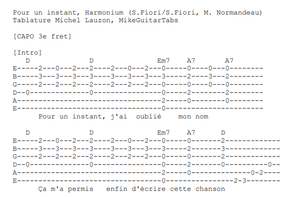 Pour un Instant – Harmonium | Tablature PDF guitare complète