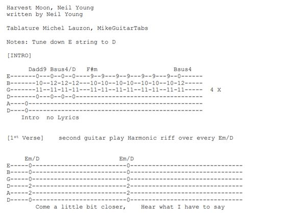 Harvest Moon, Neil Young, Tabs (PDF)