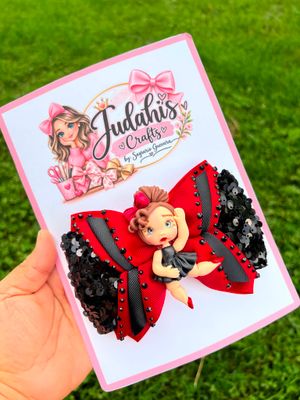Red &amp; Black Ballerina Hair Bow