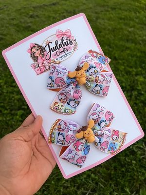 Pastel Pup &amp; Friends Hair Bow Set