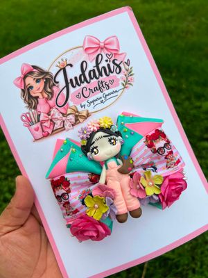 Frida Teal &amp; Blossom Hair Bow