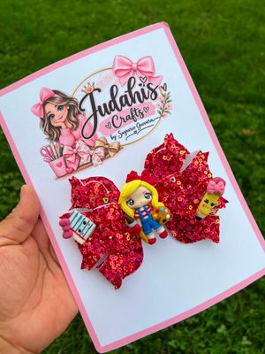 Red Glitter Schoolgirl Hair Bow