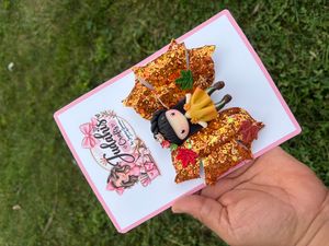 Copper Sequin Autumn Doll Hair Bow
