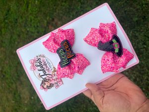 Pink Glitter Hocus Pocus Hair Bow Set