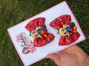 Red Autumn Girl Hair Bow Set