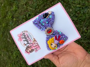 Purple Witch &amp; Cat Hair Bow