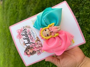 Pink &amp; Teal Doll Hair Bow