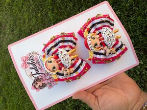 Red And Gold Doll Hair Bow Set
