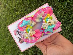 Magical Rainbow &amp; Unicorn Hair Bow Set