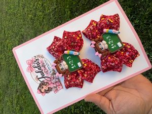 Red Sequin School Girl Hair Bow Set