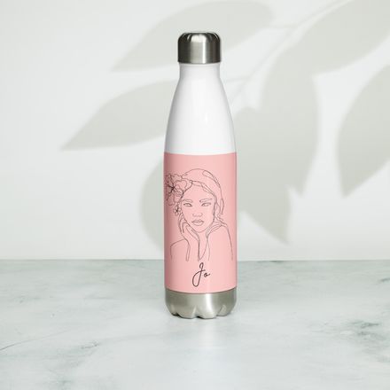 The Jo Personalisable Drink Bottle - Coral on White Stainless Steel