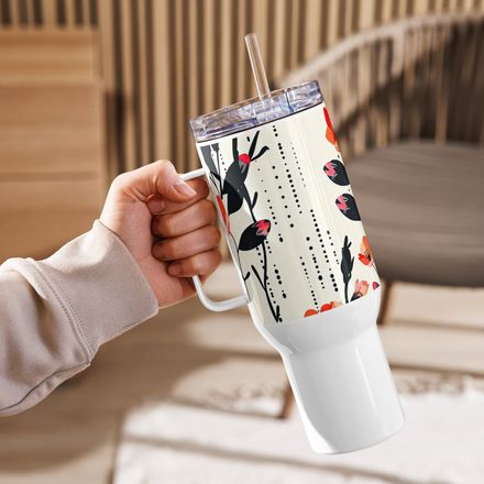 Poppies in July Travel Mug -  – Poppy Floral Insulated Tumbler