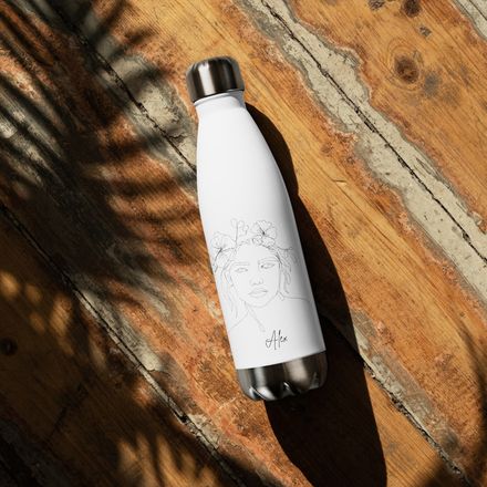 The Alex Personalisable Drink Bottle -  White Stainless Steel with Modern Personalisable Design