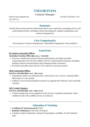 Simple Coloured CV Template